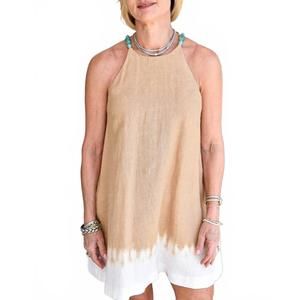 NEW STAUD cabo linen dress in desert tie dye